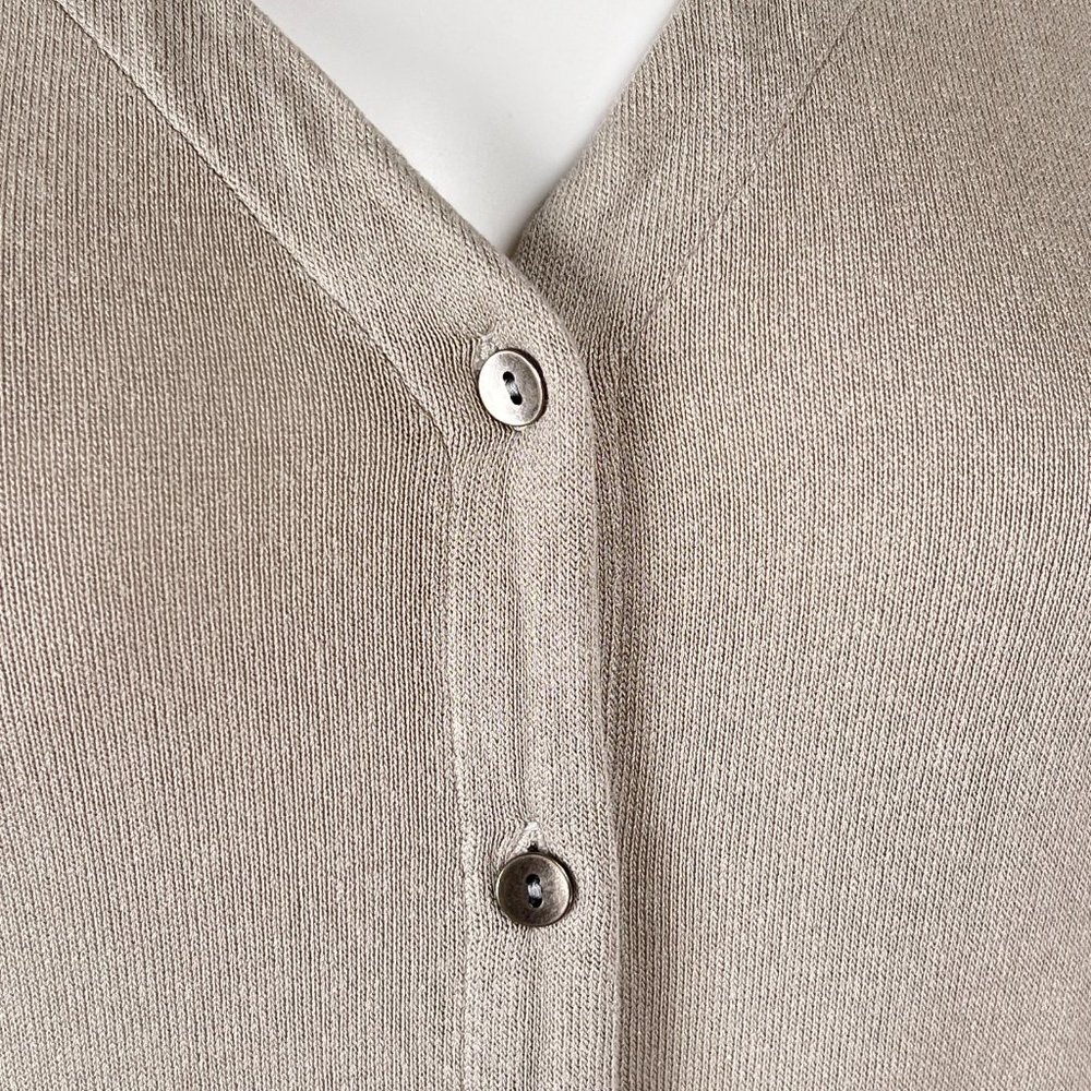 J Jill Wearever Collection Lightweight Button Up Beige 3/4 Sleeve Cardigan Sz XS - Picture 4 of 8